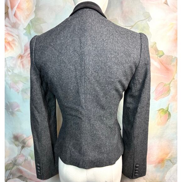 Vintage Hunters Run Grey Wool Button Up Victorian Style Blazer Jacket - Picture 4 of 5